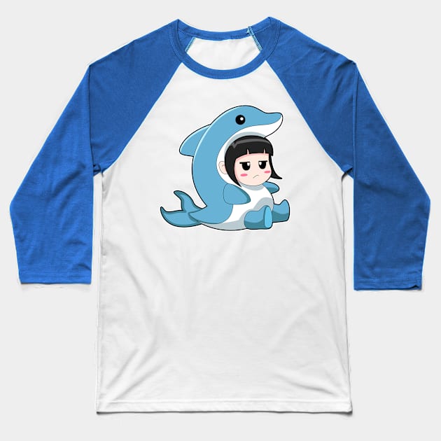 Child with Dolphin Costume Baseball T-Shirt by Markus Schnabel